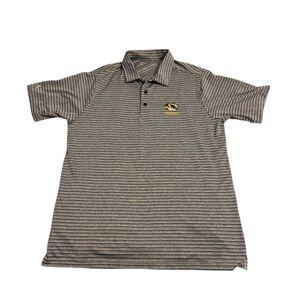 Black and Gray Striped Polo Shirt